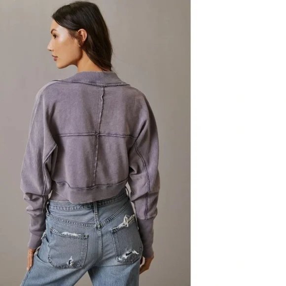 size small or medium Pilcro Cropped Cotton Shrug grayish-lavender - Picture 7 of 8